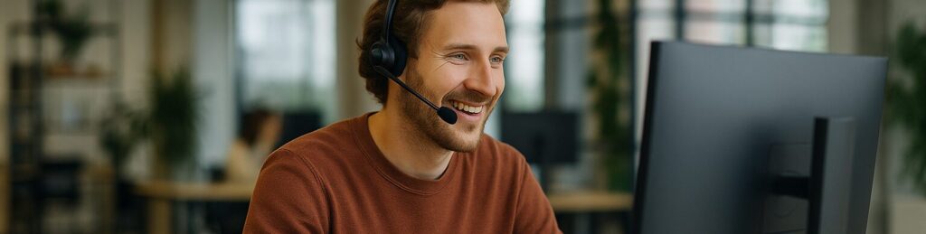 Bottle360 support specialist wearing a headset